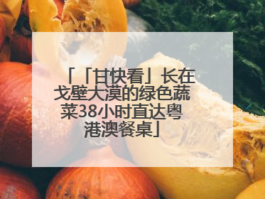 「甘快看」长在戈壁大漠的绿色蔬菜38小时直达粤港澳餐桌