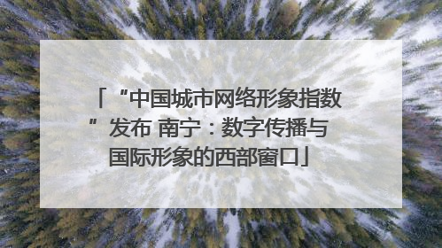 “中国城市网络形象指数”发布 南宁：数字传播与国际形象的西部窗口