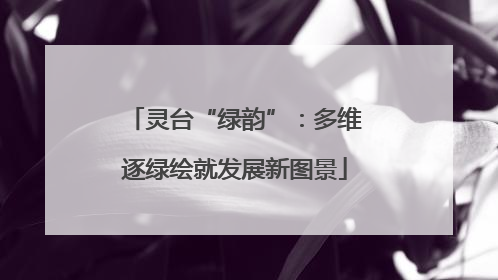 灵台“绿韵”：多维逐绿绘就发展新图景