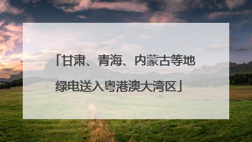 甘肃、青海、内蒙古等地绿电送入粤港澳大湾区