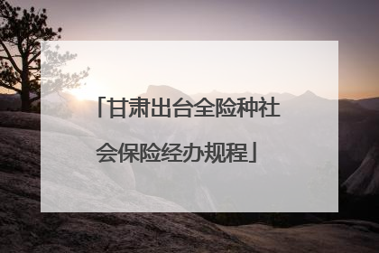 甘肃出台全险种社会保险经办规程