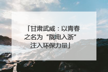 甘肃武威：以青春之名为“陇电入浙”注入环保力量