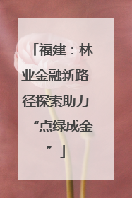 福建：林业金融新路径探索助力“点绿成金”