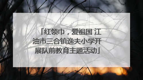 红领巾，爱祖国 江油市三合镇逸夫小学开展队前教育主题活动