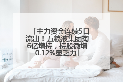 主力资金连续5日流出！五粮液集团掏6亿增持，持股微增0.12%显乏力
