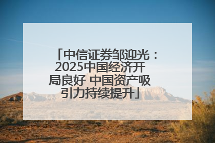 中信证券邹迎光：2025中国经济开局良好 中国资产吸引力持续提升