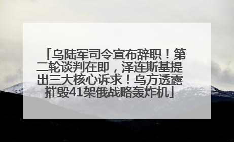 乌陆军司令宣布辞职！第二轮谈判在即，泽连斯基提出三大核心诉求！乌方透露摧毁41架俄战略轰炸机