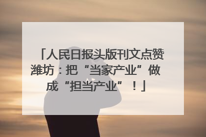 人民日报头版刊文点赞潍坊：把“当家产业”做成“担当产业”！