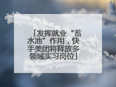 发挥就业“蓄水池”作用，快手美团将释放多领域实习岗位