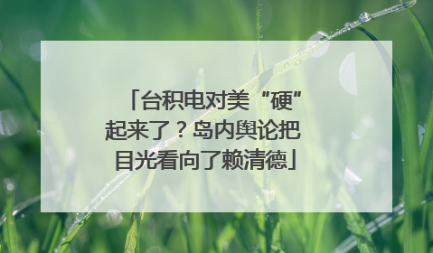 台积电对美“硬”起来了？岛内舆论把目光看向了赖清德
