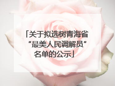 关于拟选树青海省“最美人民调解员” 名单的公示