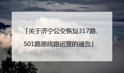 关于济宁公交恢复317路、501路原线路运营的通告
