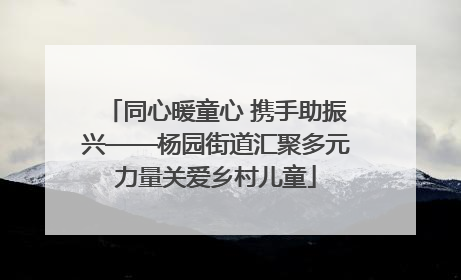 同心暖童心 携手助振兴——杨园街道汇聚多元力量关爱乡村儿童