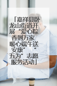 嘉祥县卧龙山街道开展“爱心粽香到万家 暖心端午送安康” “五为”志愿服务活动
