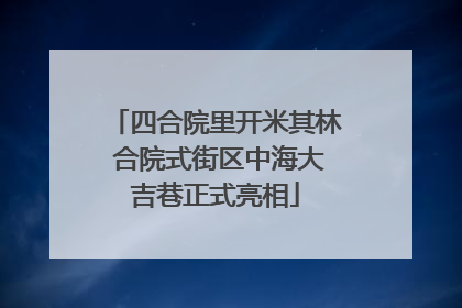 四合院里开米其林 合院式街区中海大吉巷正式亮相