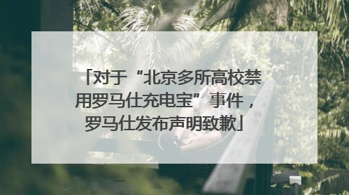 对于“北京多所高校禁用罗马仕充电宝”事件，罗马仕发布声明致歉