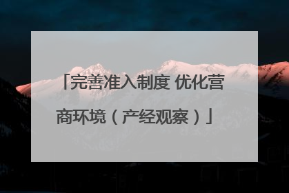 完善准入制度 优化营商环境（产经观察）