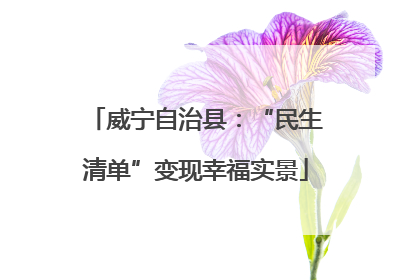 威宁自治县：“民生清单”变现幸福实景