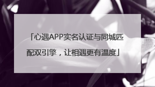 心遇APP实名认证与同城匹配双引擎，让相遇更有温度