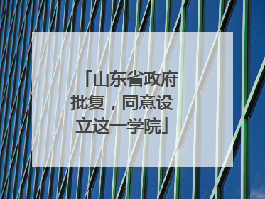 山东省政府批复，同意设立这一学院