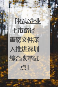 拓宽企业上市路径 重磅文件深入推进深圳综合改革试点