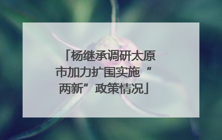 杨继承调研太原市加力扩围实施“两新”政策情况