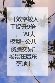 效率较人工提升9倍，“AI大模型+公共资源交易”场景在启东落地