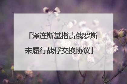 泽连斯基指责俄罗斯未履行战俘交换协议