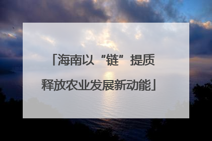 海南以“链”提质 释放农业发展新动能