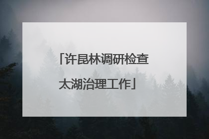 许昆林调研检查太湖治理工作