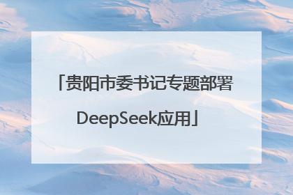 贵阳市委书记专题部署DeepSeek应用