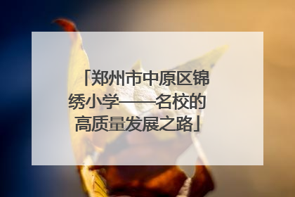 郑州市中原区锦绣小学——名校的高质量发展之路