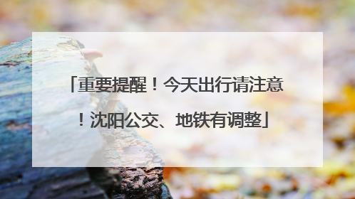 重要提醒！今天出行请注意！沈阳公交、地铁有调整
