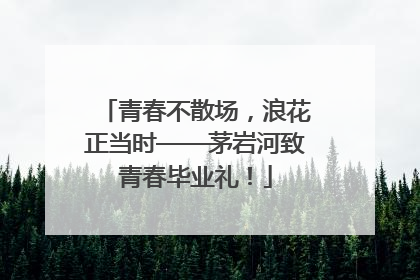 青春不散场，浪花正当时——茅岩河致青春毕业礼！