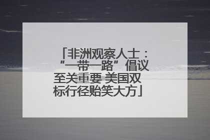 非洲观察人士：“一带一路”倡议至关重要 美国双标行径贻笑大方