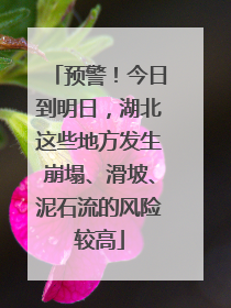 预警！今日到明日，湖北这些地方发生崩塌、滑坡、泥石流的风险较高