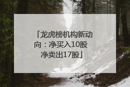龙虎榜机构新动向：净买入10股 净卖出17股