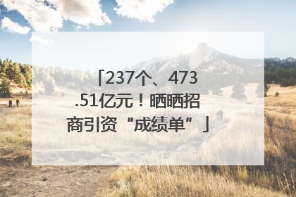 237个、473.51亿元！晒晒招商引资“成绩单”